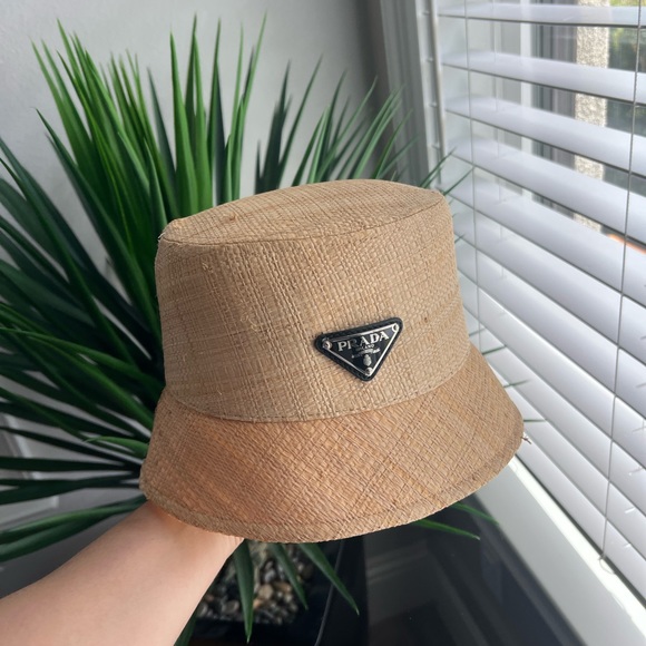Prada Accessories - Prada bucket wicker hat new